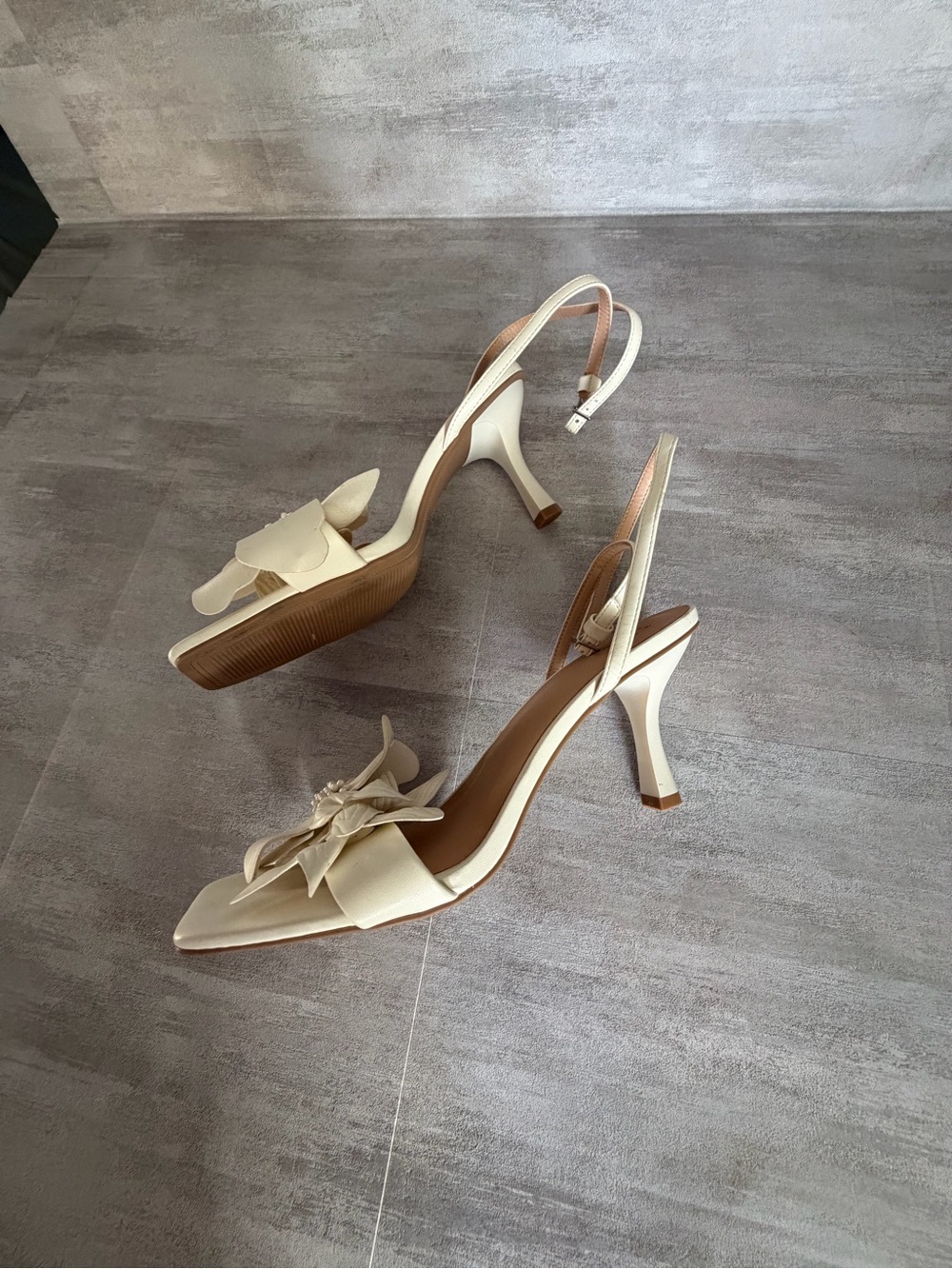 A New Day Floral Heeled Sandals Women’s 10 Cream Wedding Shoes - Picture 6 of 7